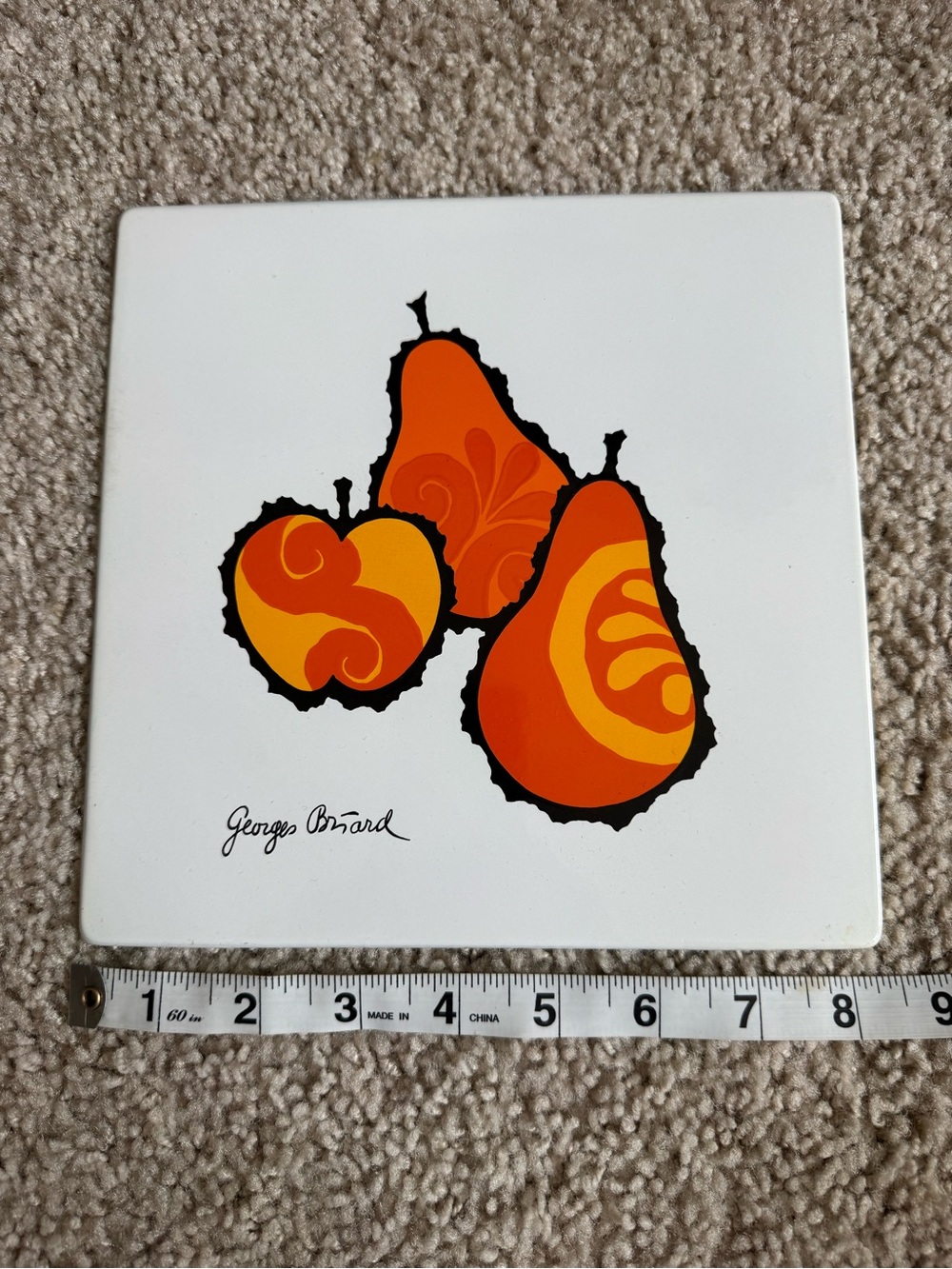 Vintage Georges Briard metal tile - Orange Fruit Design